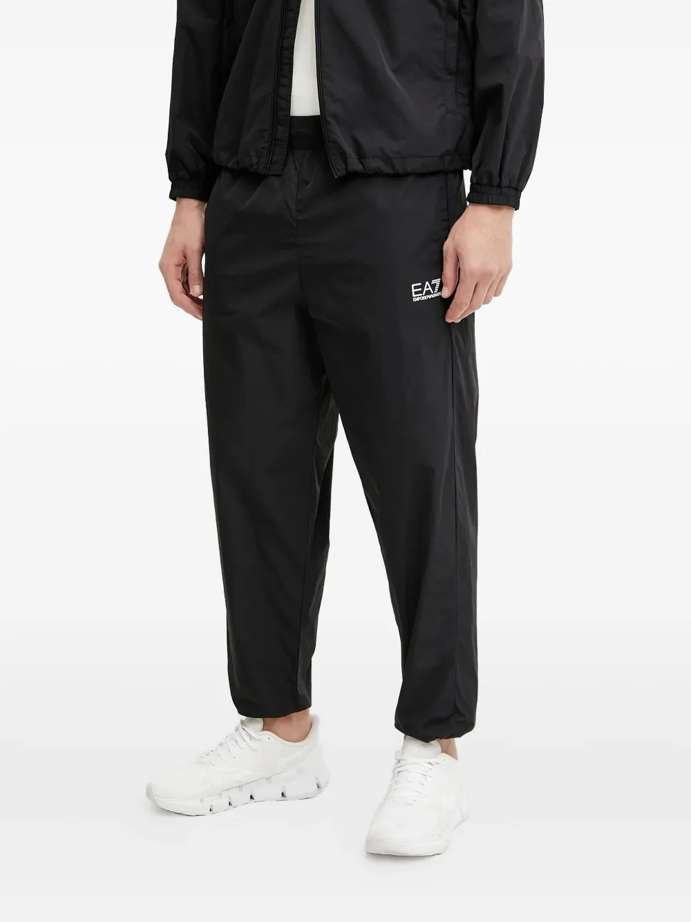 Ea7 Logo-print Zip-up Jacket In Black
