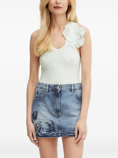 Elisabetta Franchi flower-embellished ribbed tank top