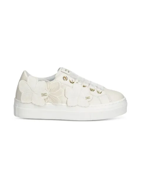 Elisabetta Franchi flower-embellished lace-up sneakers