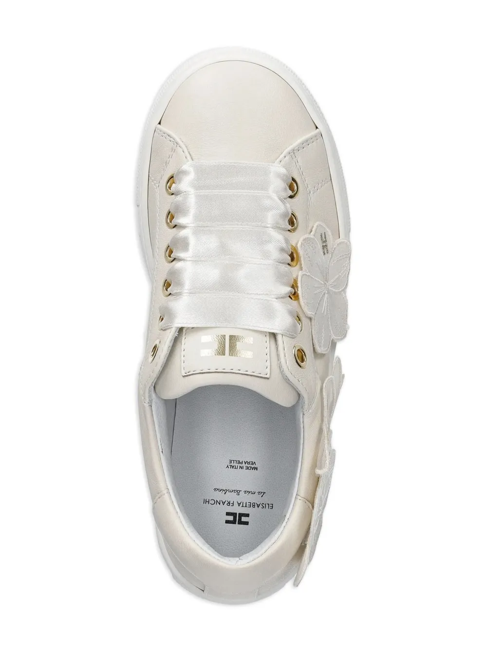 Elisabetta Franchi flower-embellished lace-up sneakers White