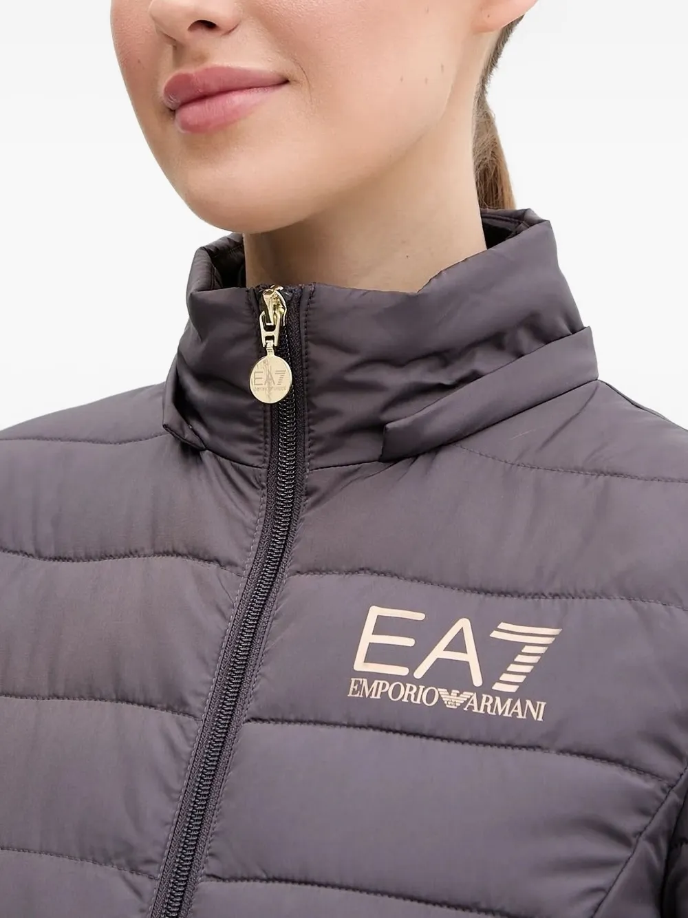 Ea7 Emporio Armani Gewatteerd jack met logodetail Grijs