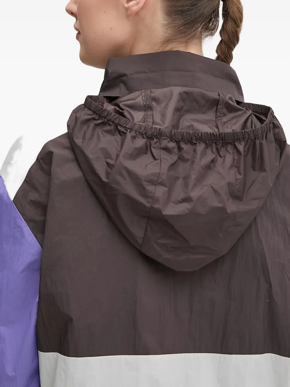 Ea7 Panelled Drawstring Cropped Jacket In Purple