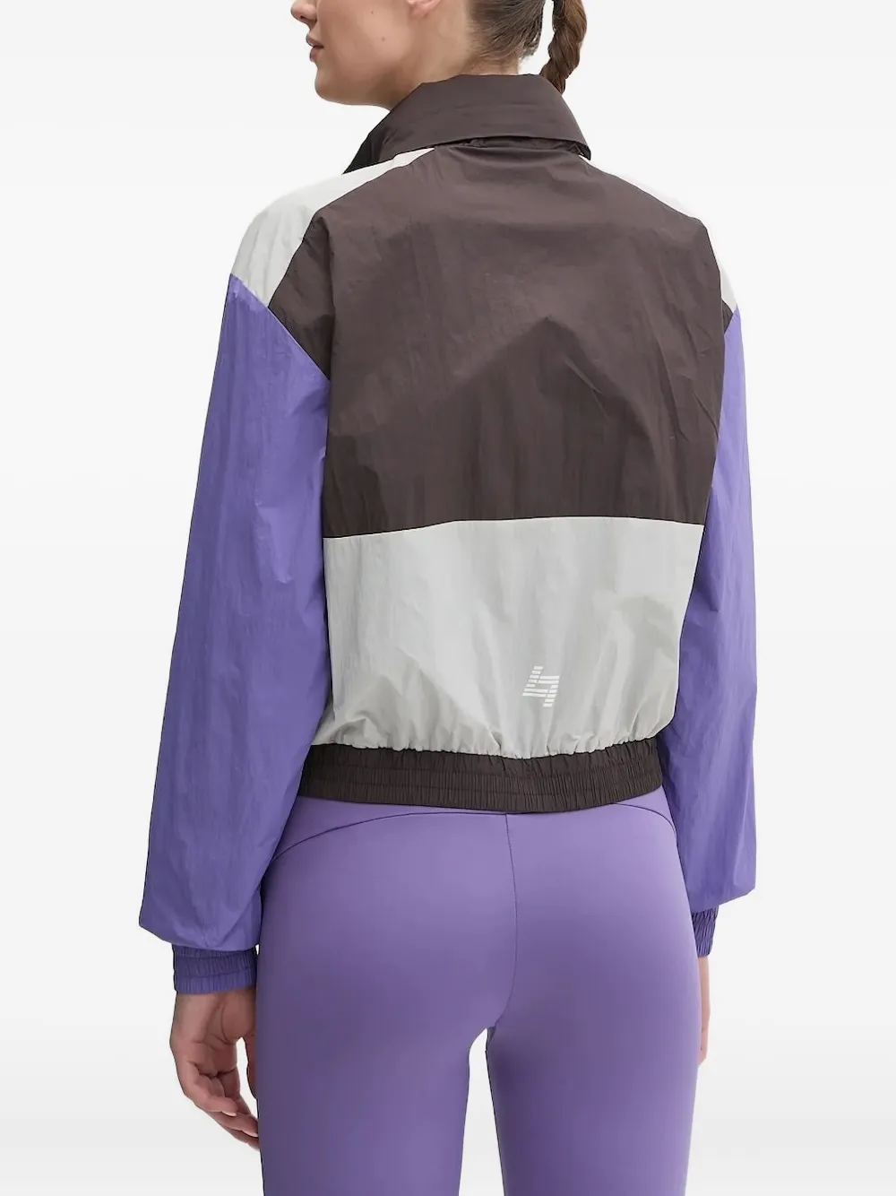 Ea7 Panelled Drawstring Cropped Jacket In Purple