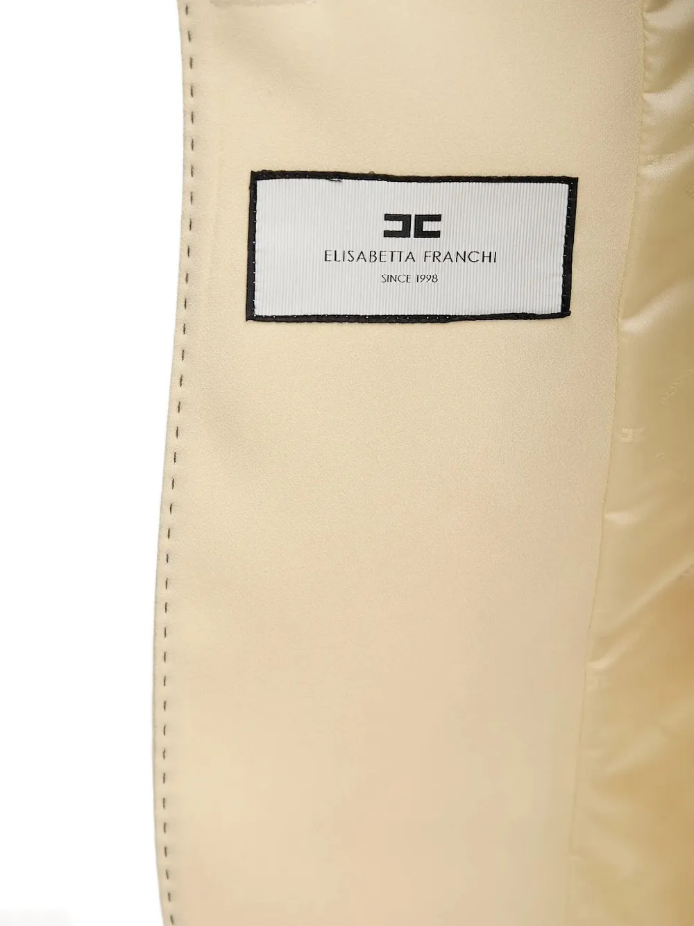 Elisabetta Franchi Padded-shoulder Contrast-stitching Blazer In Neutral