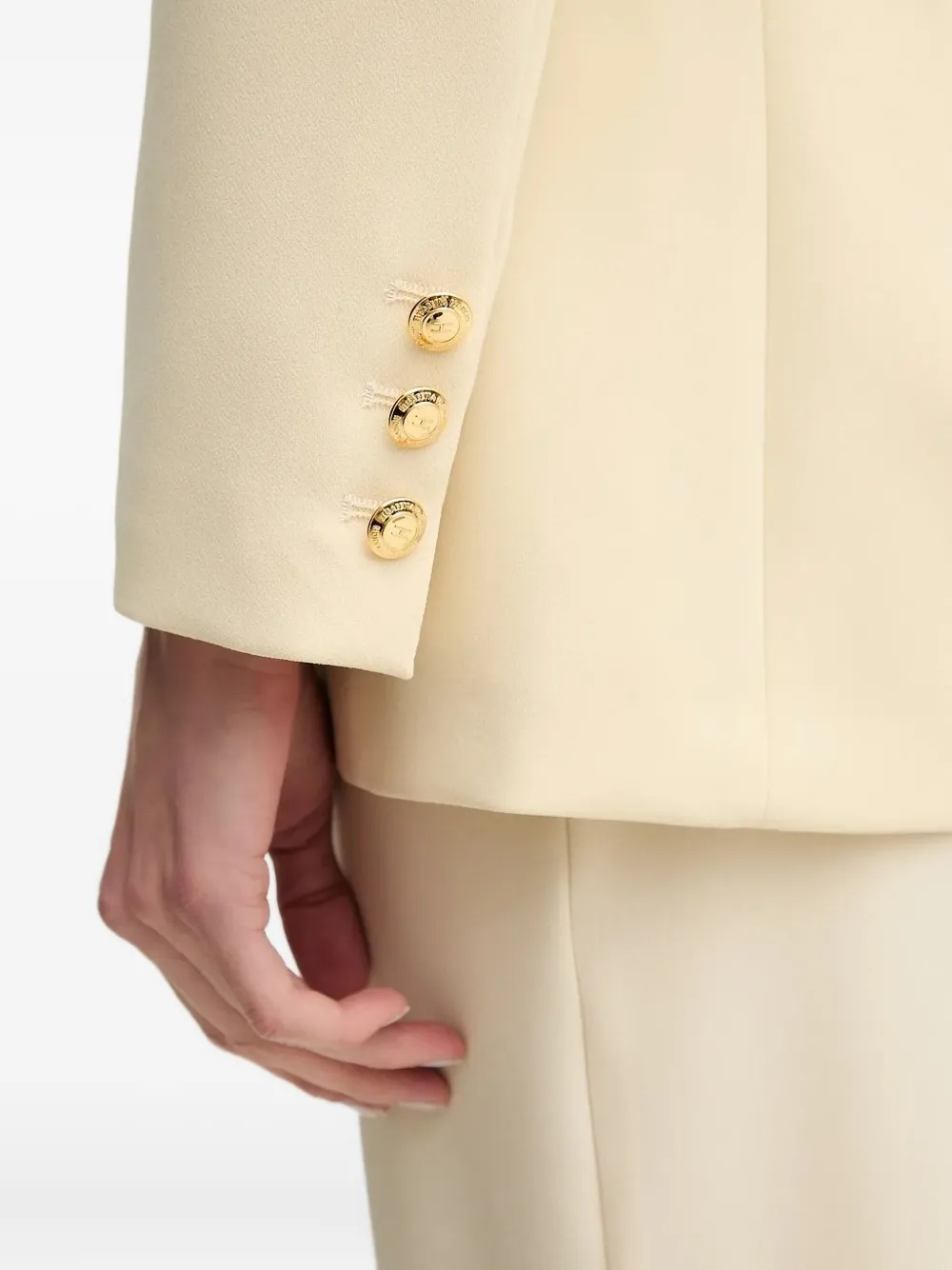 Elisabetta Franchi Padded-shoulder Contrast-stitching Blazer In Neutral
