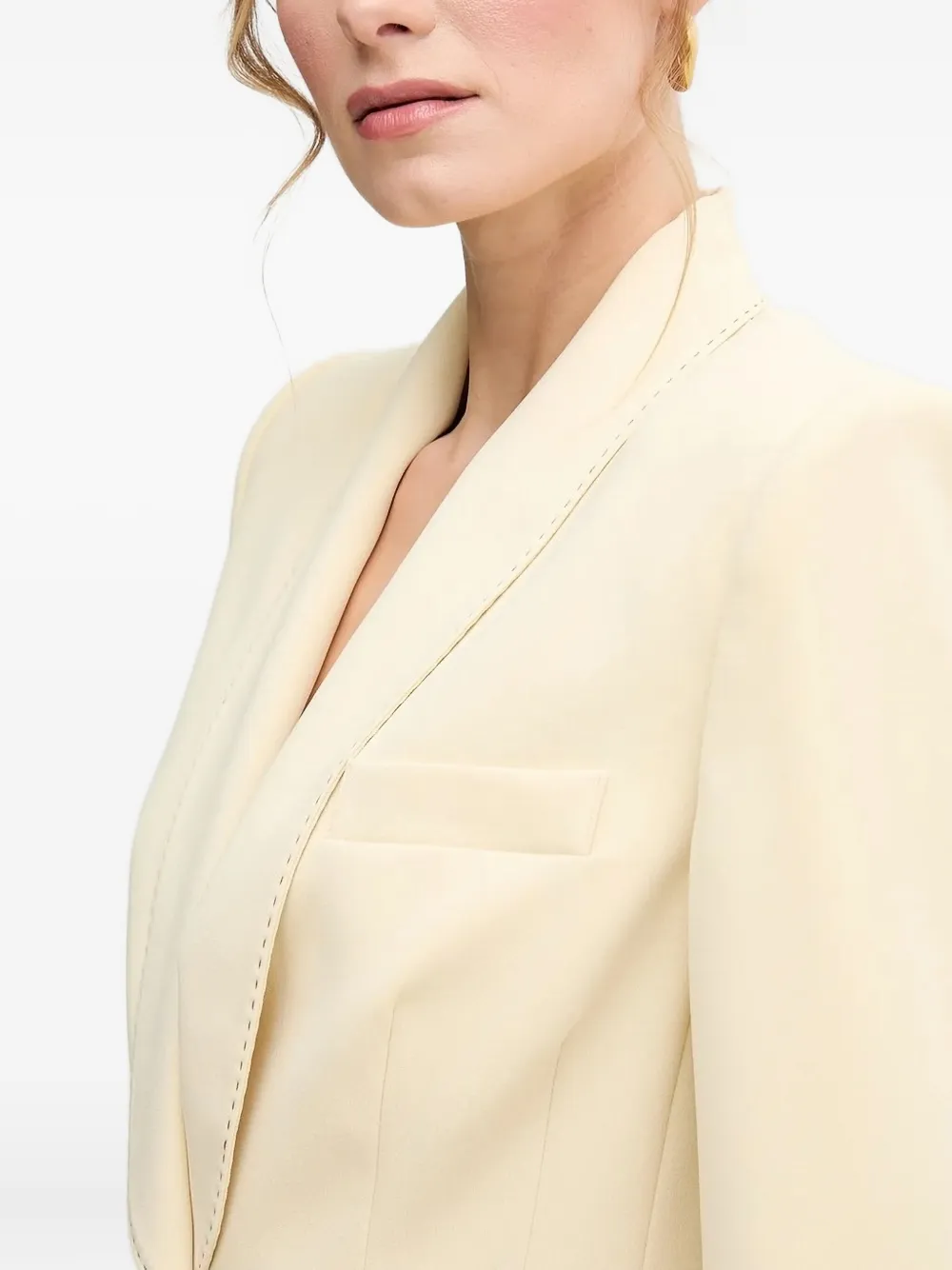 Elisabetta Franchi Padded-shoulder Contrast-stitching Blazer In Neutral