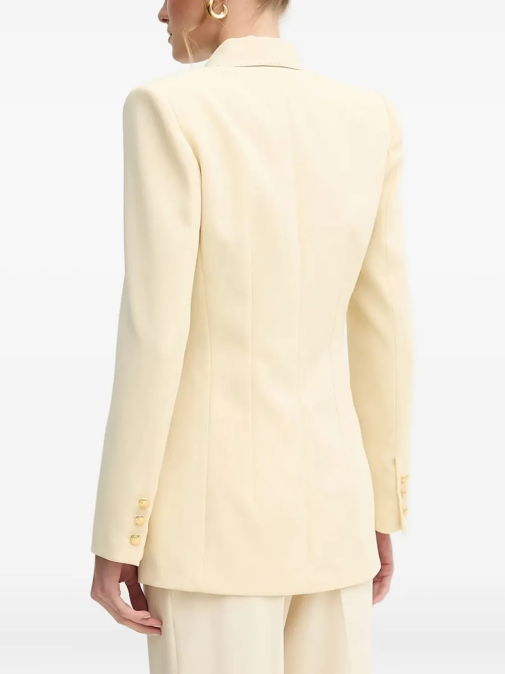 Elisabetta Franchi Padded-shoulder Contrast-stitching Blazer In Neutral