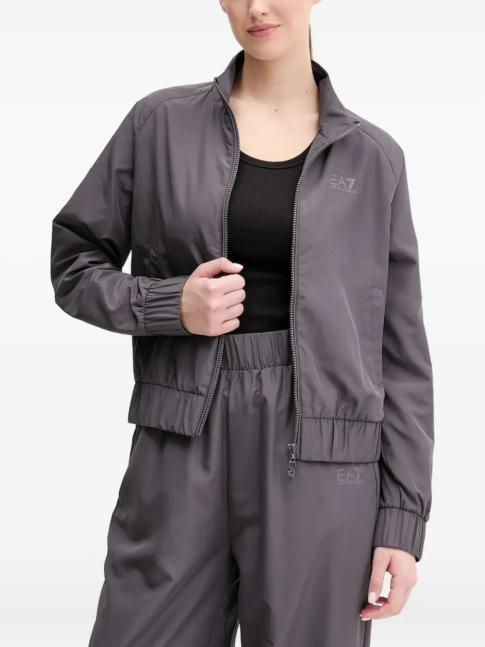 Ea7 Logo Elasticated-cuffs Tracksuit In Gray