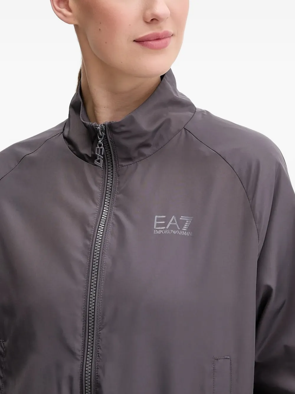 Ea7 Logo Elasticated-cuffs Tracksuit In Gray