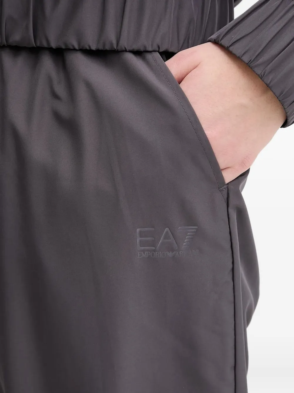 Ea7 Logo Elasticated-cuffs Tracksuit In Gray