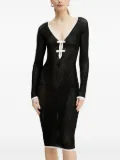 Elisabetta Franchi mesh-paneled V-neck midi dress - Black