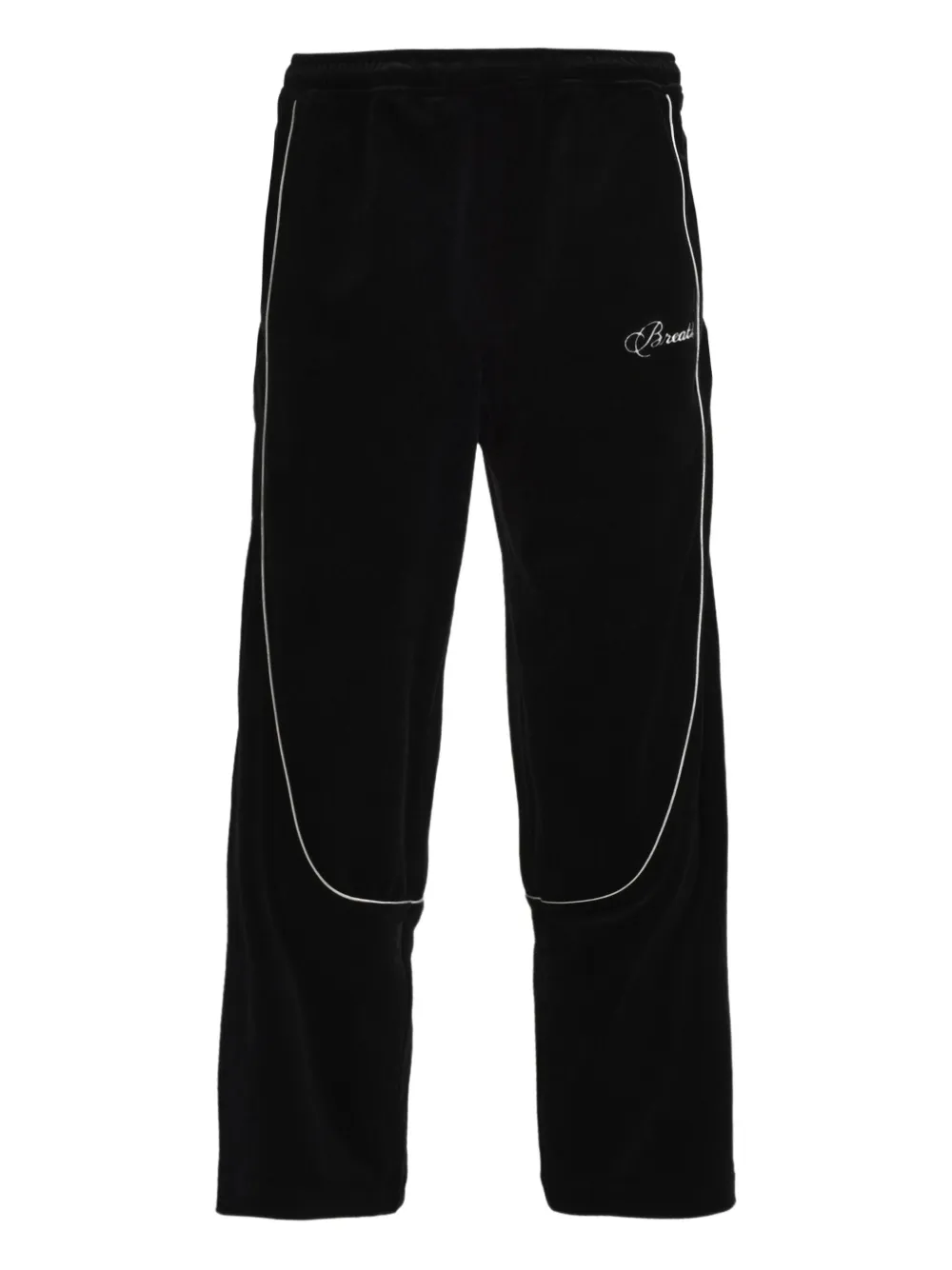 BREATH Script Logo velour track pants | Black | Image 1