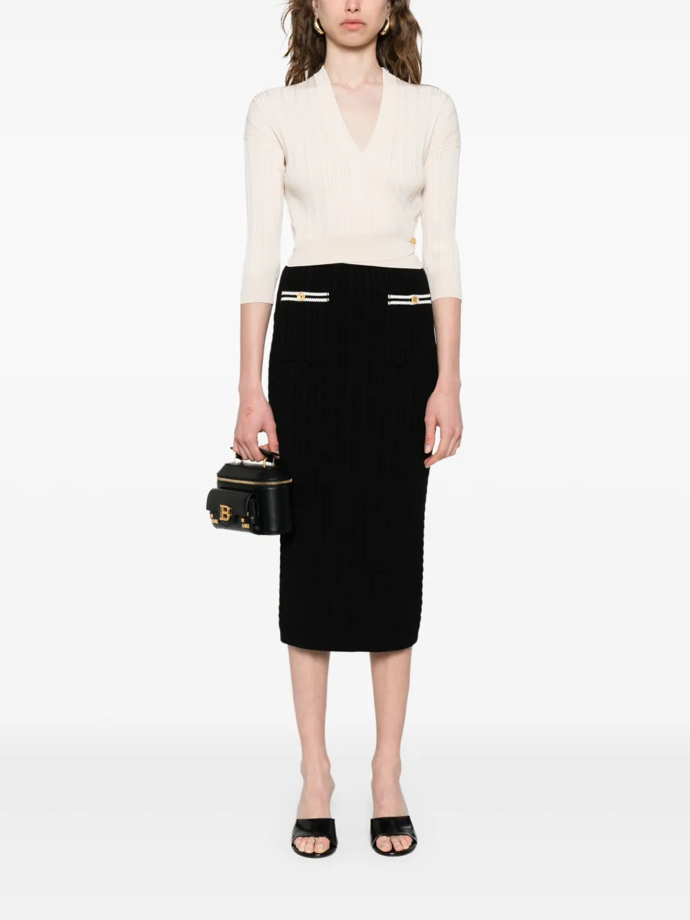 Elisabetta Franchi pointelle wrap top | T-Shirts & Jersey Shirts | Image 2