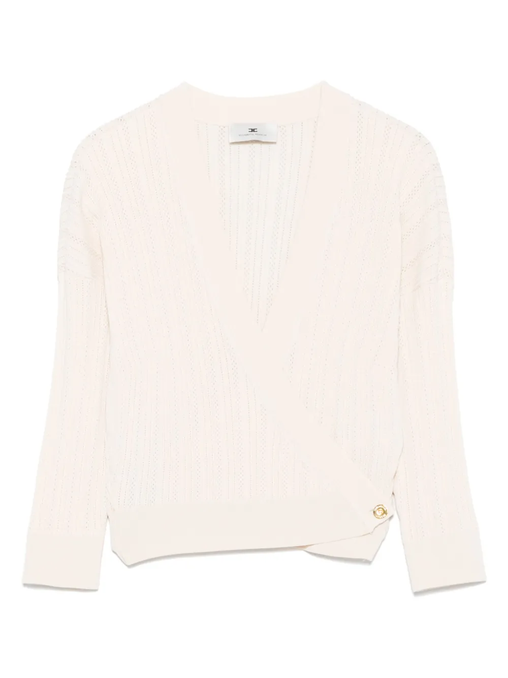 Elisabetta Franchi pointelle wrap top | Neutrals | Image 1