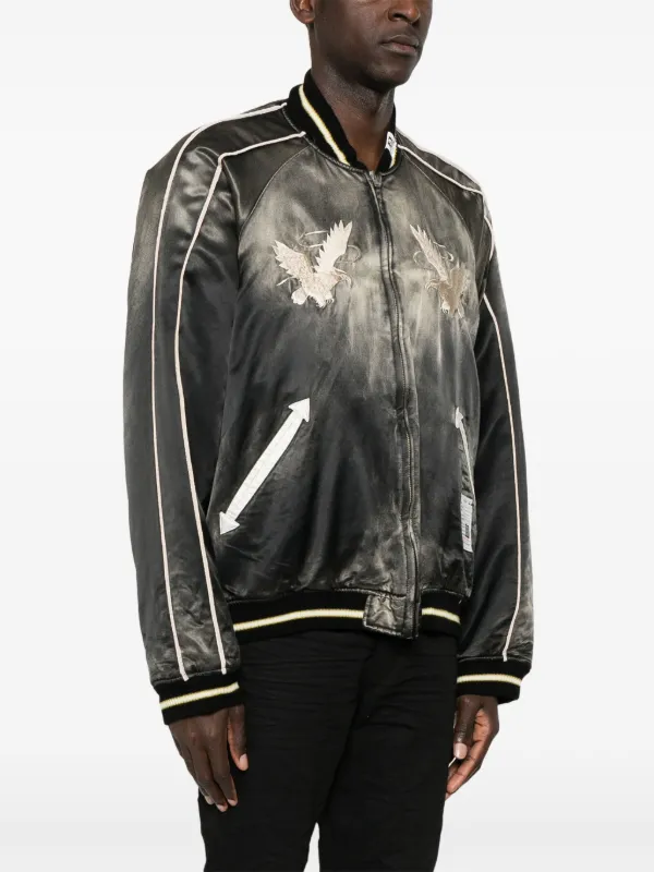 Maison MIHARA YASUHIRO Embroidered Satin Bomber Jacket | Black 