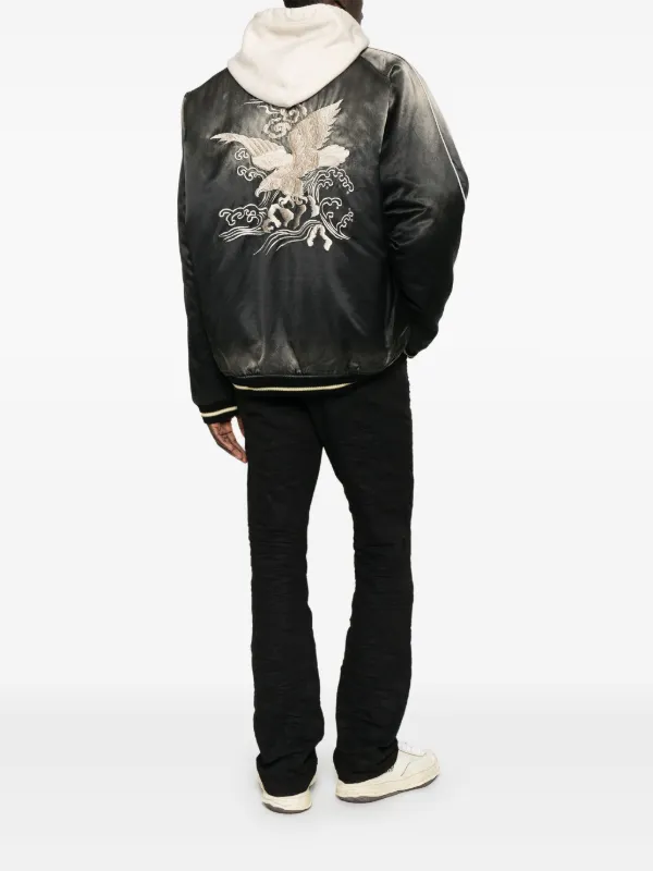 Maison MIHARA YASUHIRO Embroidered Satin Bomber Jacket | Black 
