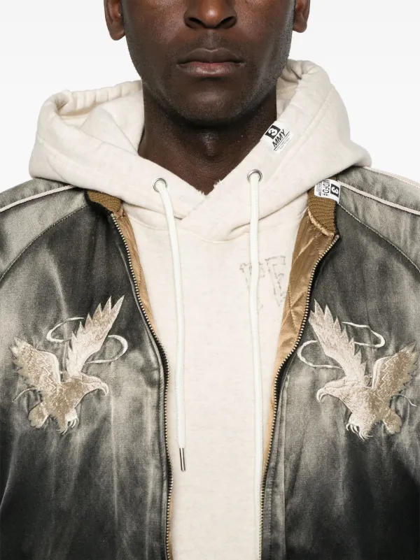 Maison MIHARA YASUHIRO Embroidered Satin Bomber Jacket | Black 