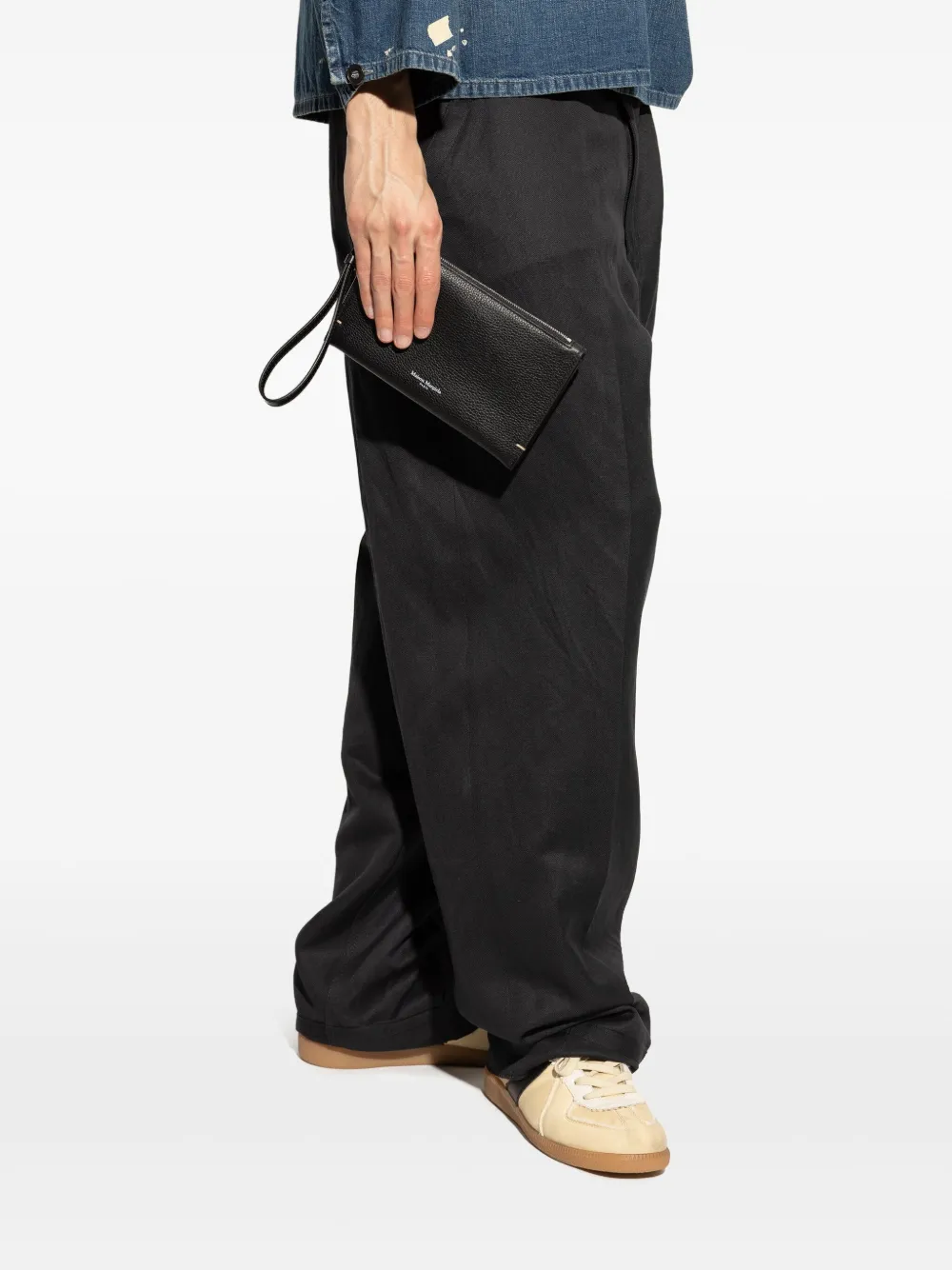 Maison Margiela Four Stitch leren clutch Zwart