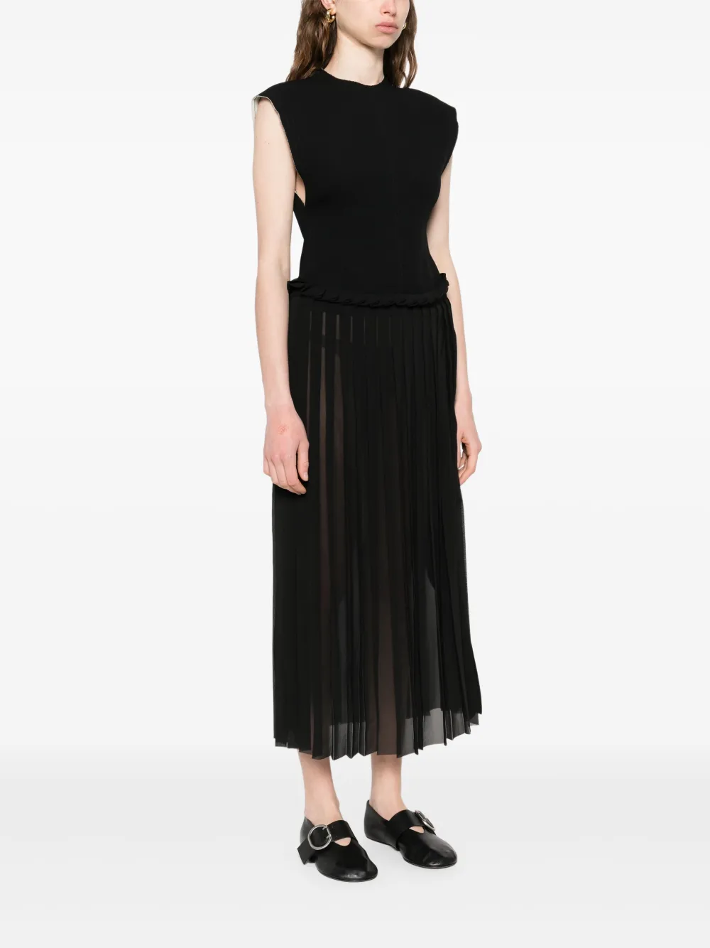 AMI Paris Midi-jurk met vlakken Zwart