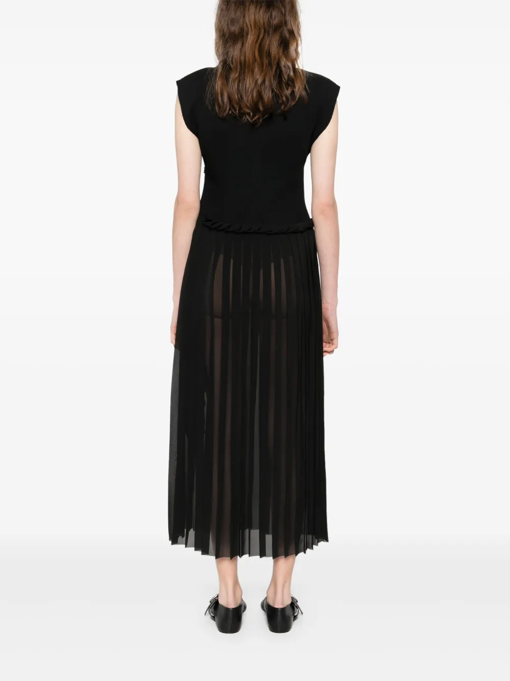 AMI Paris Midi-jurk met vlakken Zwart