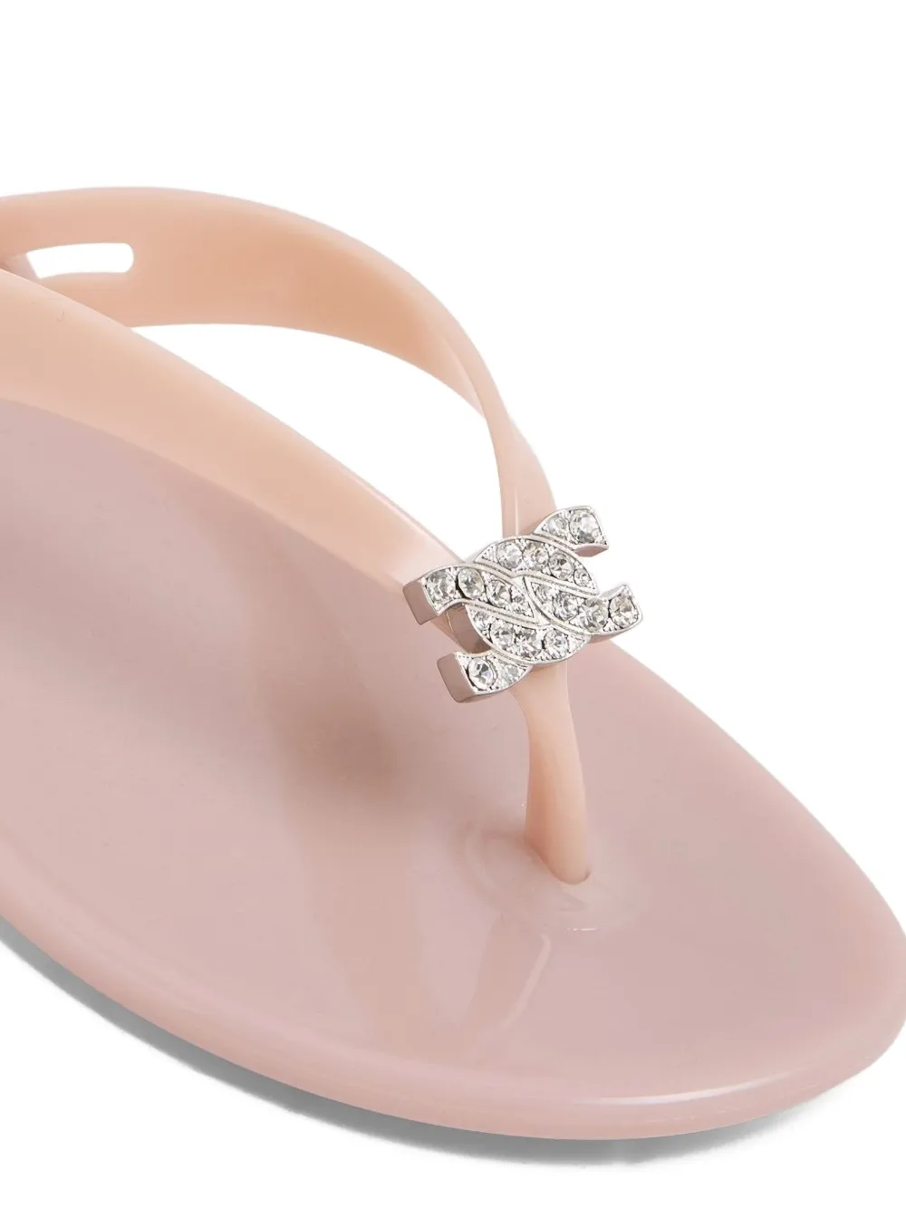Casadei Jelly embellished thong flip flops Neutrals