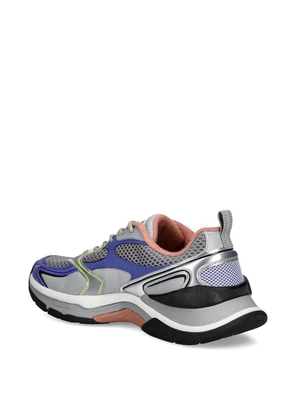 Ea7 Metallic-effect Panelled Mesh Low-top Sneakers In Gray