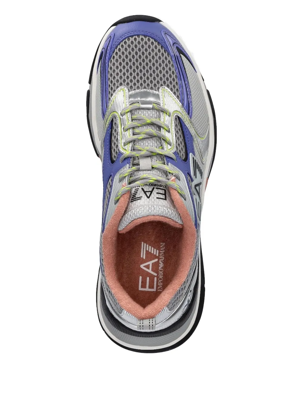 Ea7 Metallic-effect Panelled Mesh Low-top Sneakers In Gray