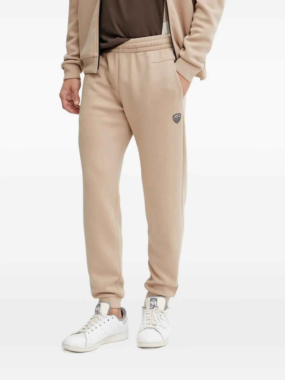 Ea7 Emporio Armani Sweater met logoplakkaat Beige