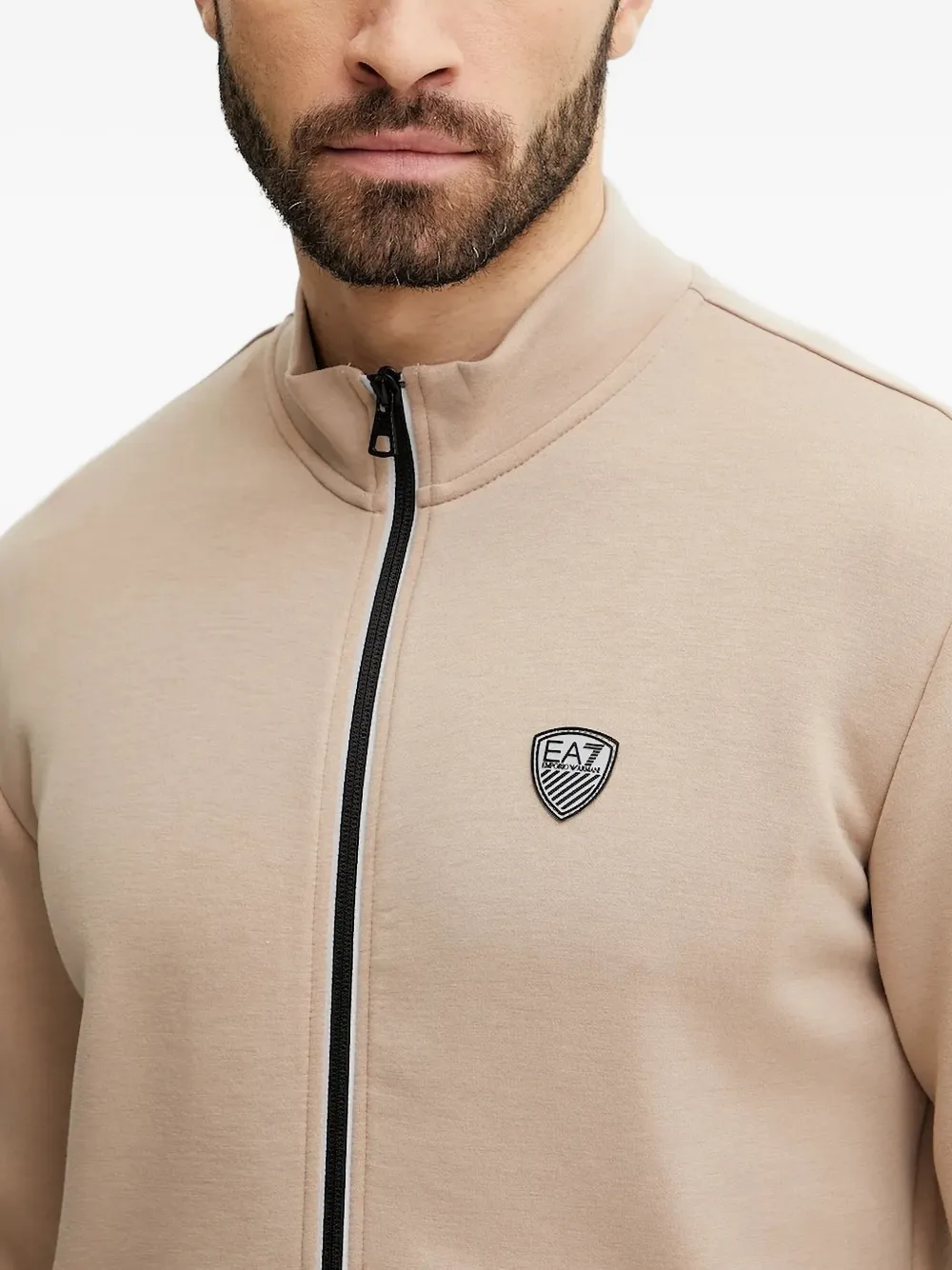 Ea7 Emporio Armani Sweater met logoplakkaat Beige