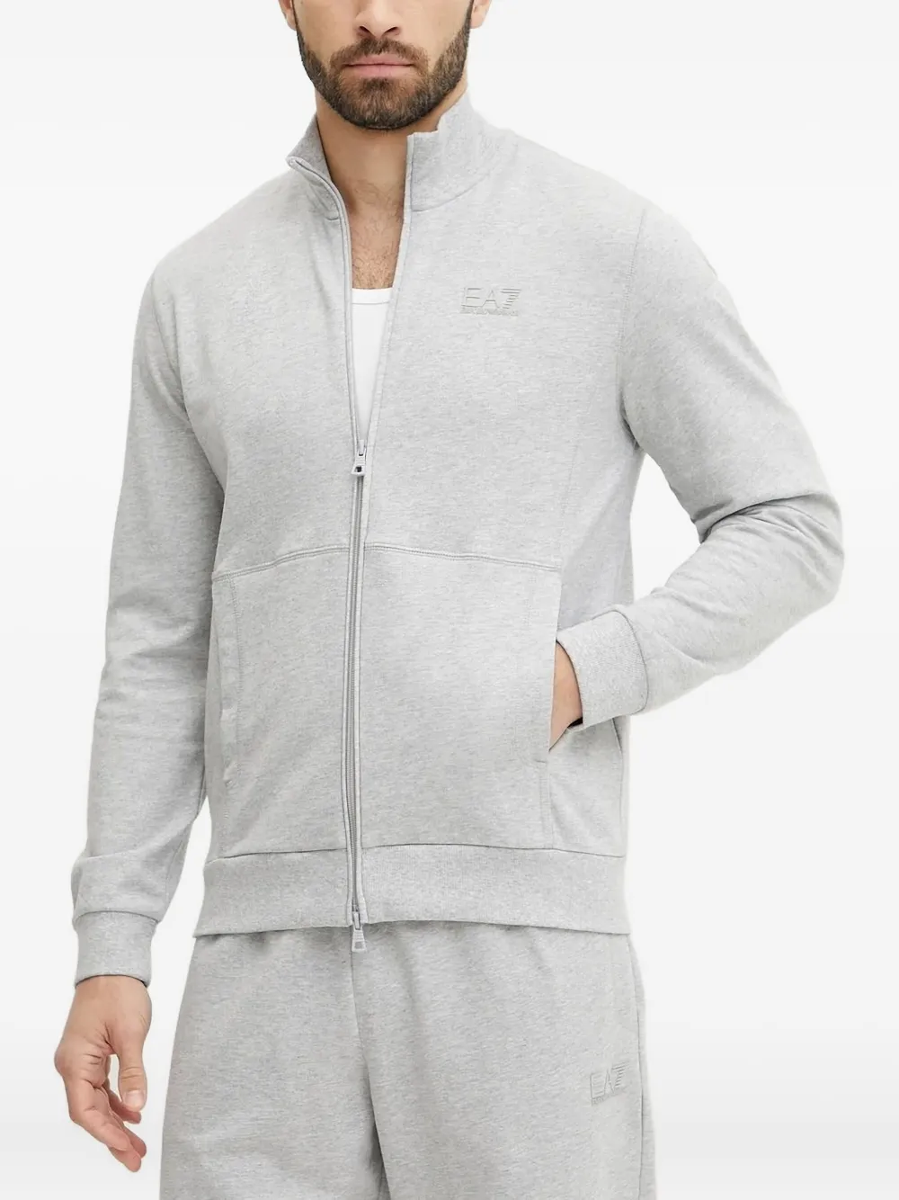 Ea7 Emporio Armani Trainingsbroek met geborduurd logo en rits Grijs