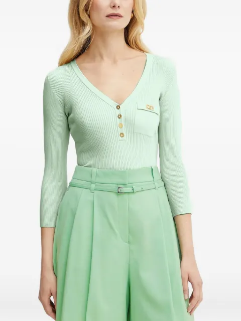 Elisabetta Franchi ribbed V-neck buttoned sweater