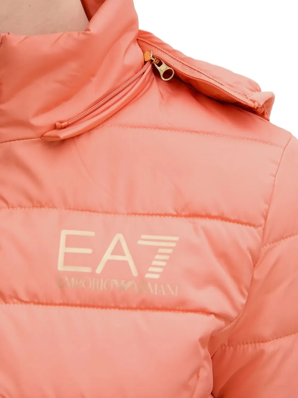 Ea7 Emporio Armani logo-print quilted jacket Oranje