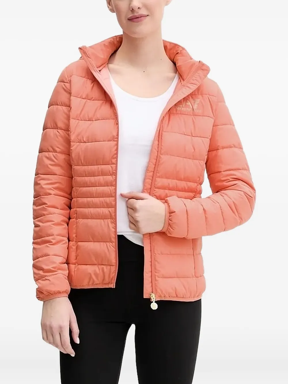 Ea7 Emporio Armani logo-print quilted jacket Oranje
