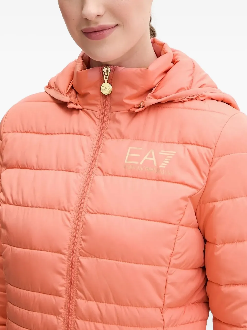 Ea7 Emporio Armani logo-print quilted jacket Oranje