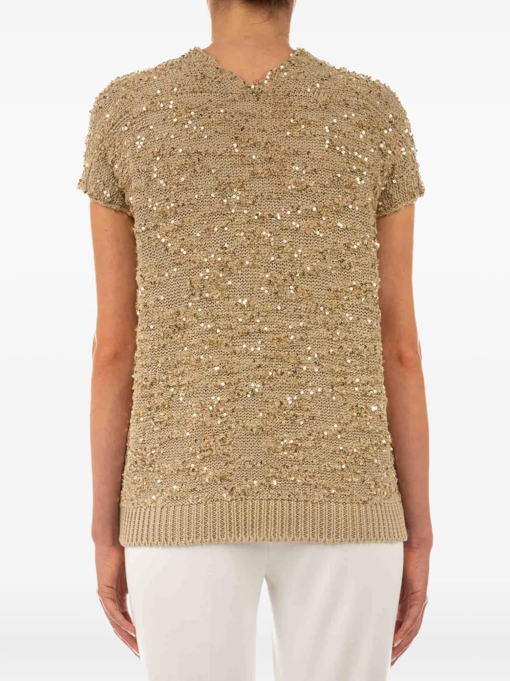Le Tricot Perugia Vest met pailletten Beige