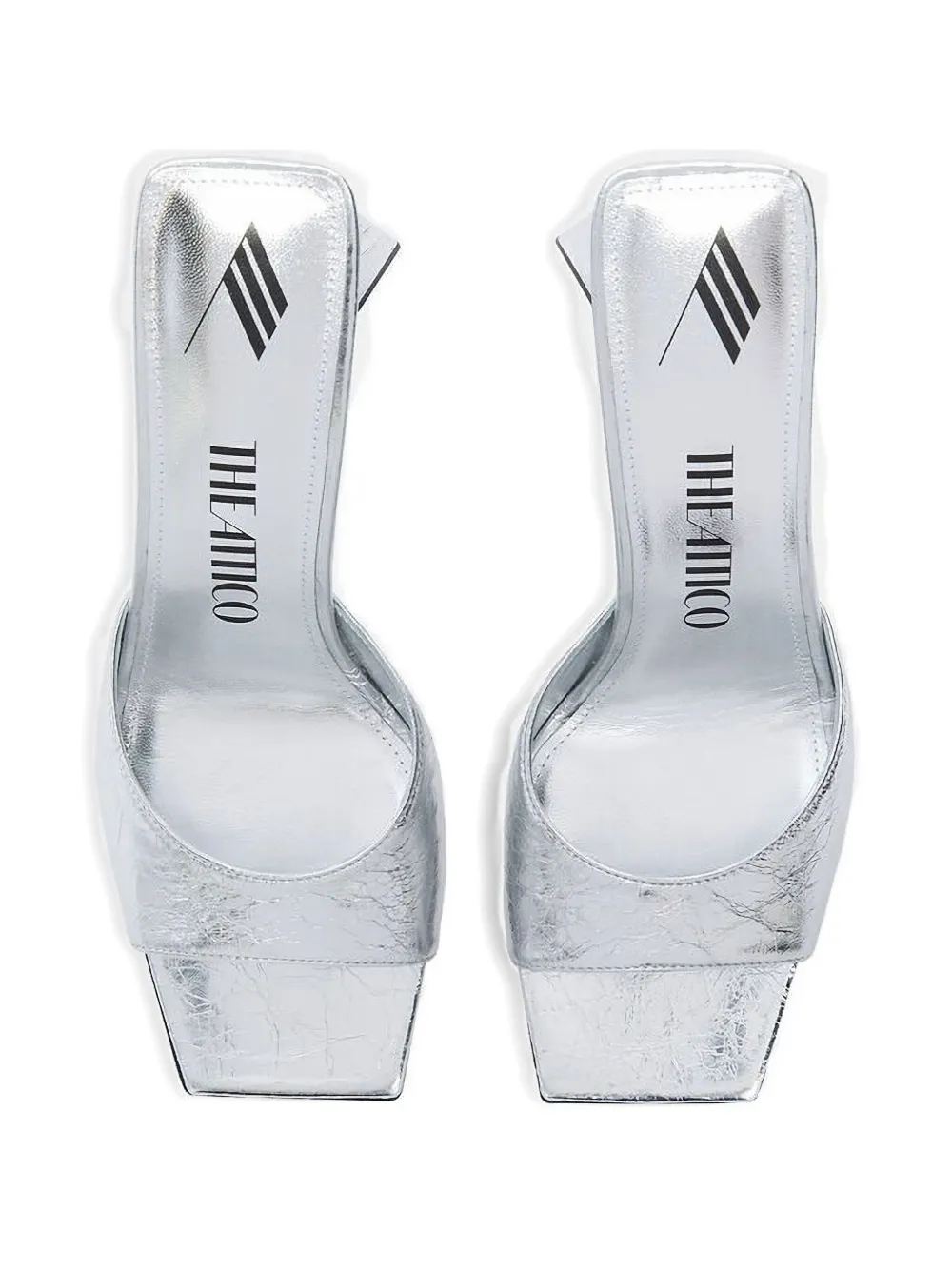 The Attico 100mm Devon metallic leather sandals Silver