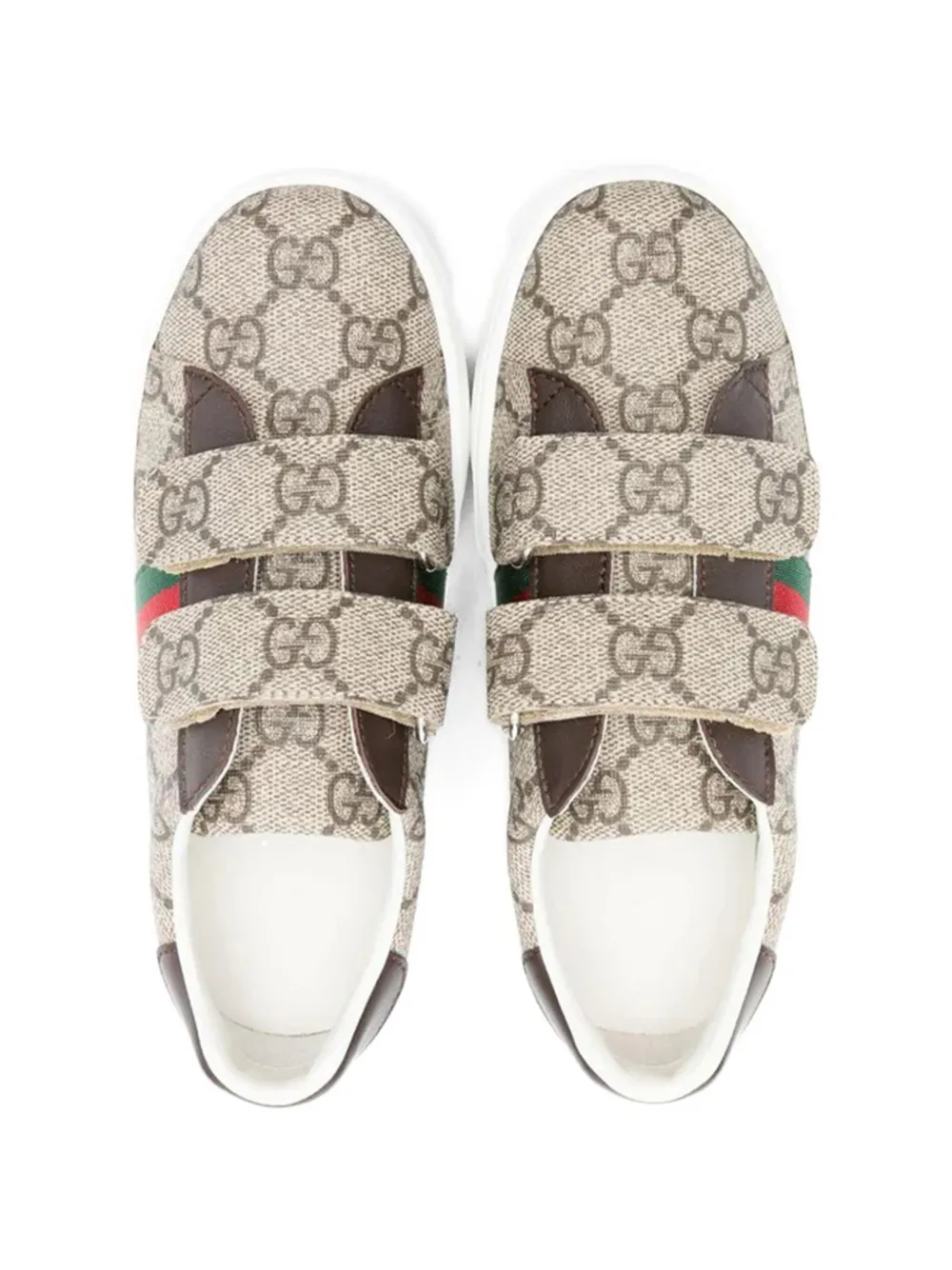 Gucci Kids monogram touch-strap sneakers Beige