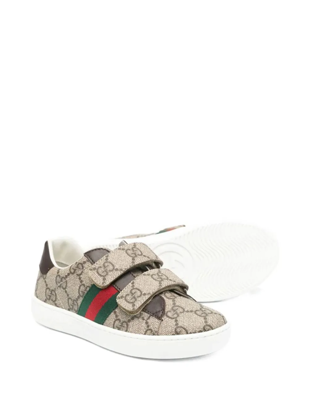 Gucci Kids monogram touch-strap sneakers Beige