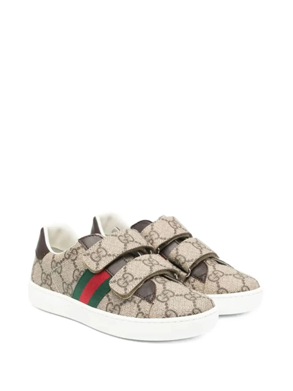 Gucci Kids monogram touch-strap sneakers Beige