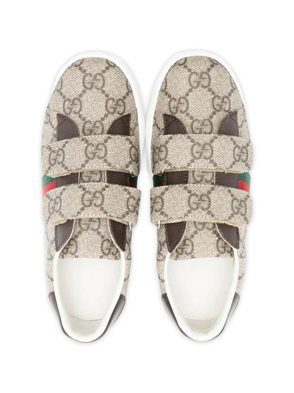  Gucci Kids Monogram Touch-strap Sneakers - Neutrals 