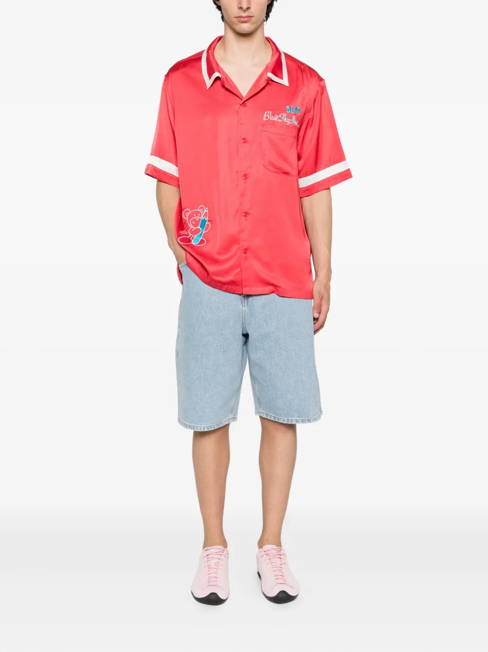 AMISH Tommy denim shorts met zakdetail Blauw