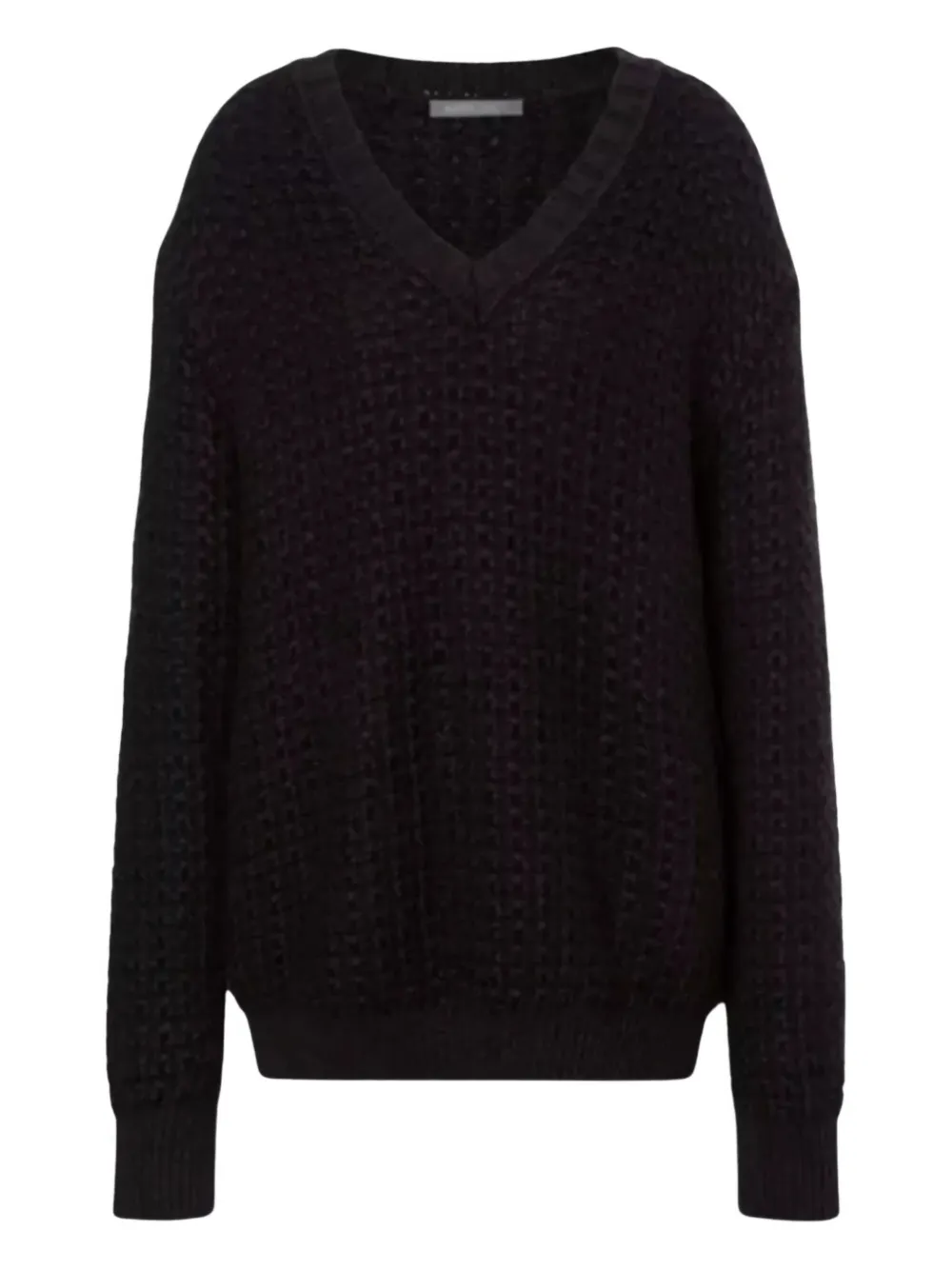 Alberta Ferretti Knitwear V-neckline Textured Ribbed Cuffs Hem In Black