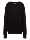 Alberta Ferretti V-neck waffle-knit sweater - Black
