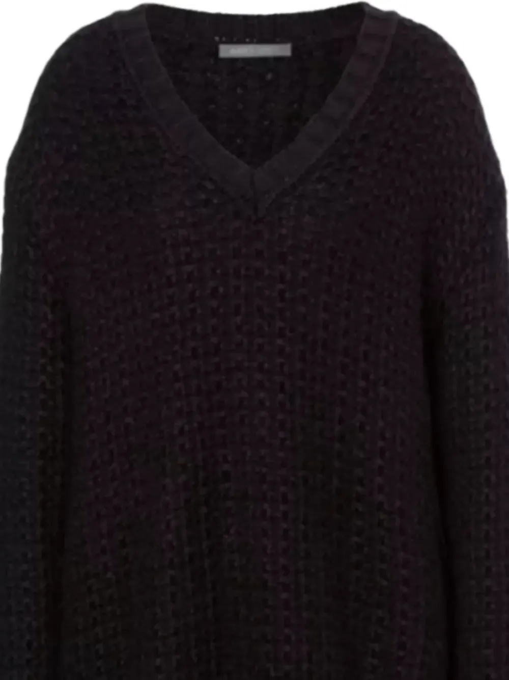 Alberta Ferretti Knitwear V-neckline Textured Ribbed Cuffs Hem In Black
