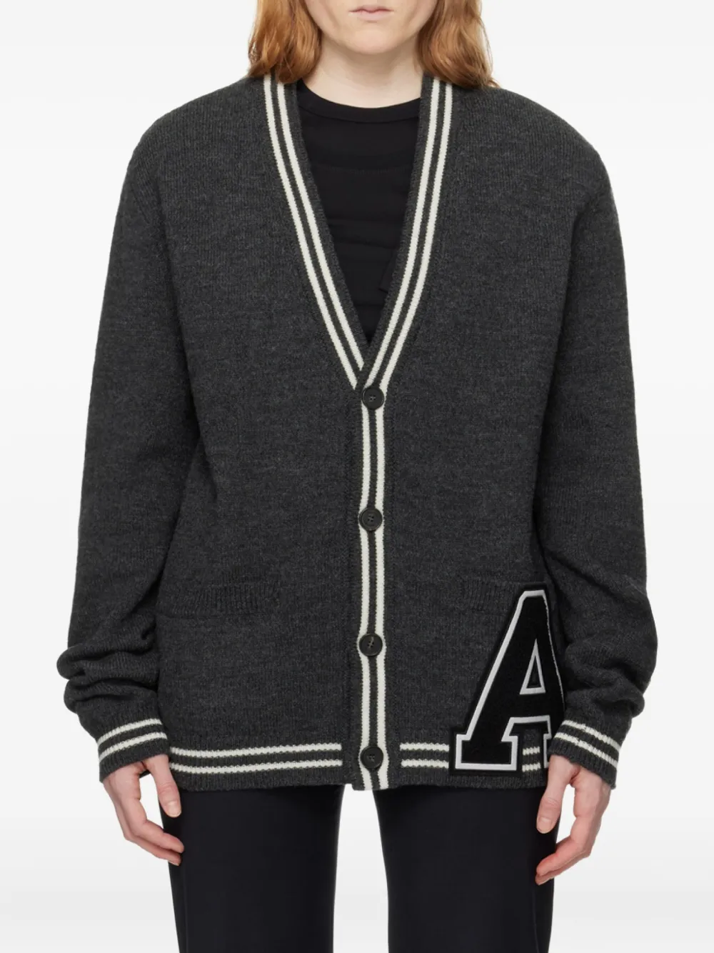 AMBUSH varsity-letter wool cardigan | Grey | Image 1