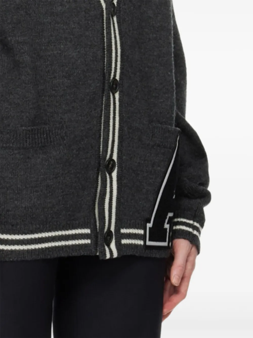 Ambush Varsity-letter Wool Cardigan In Green