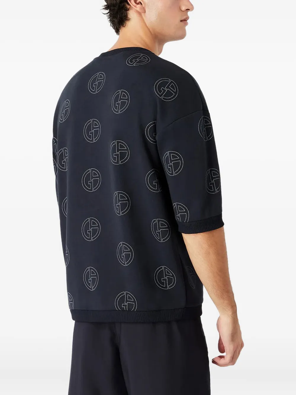 Giorgio Armani Sweater met monogram-print Zwart
