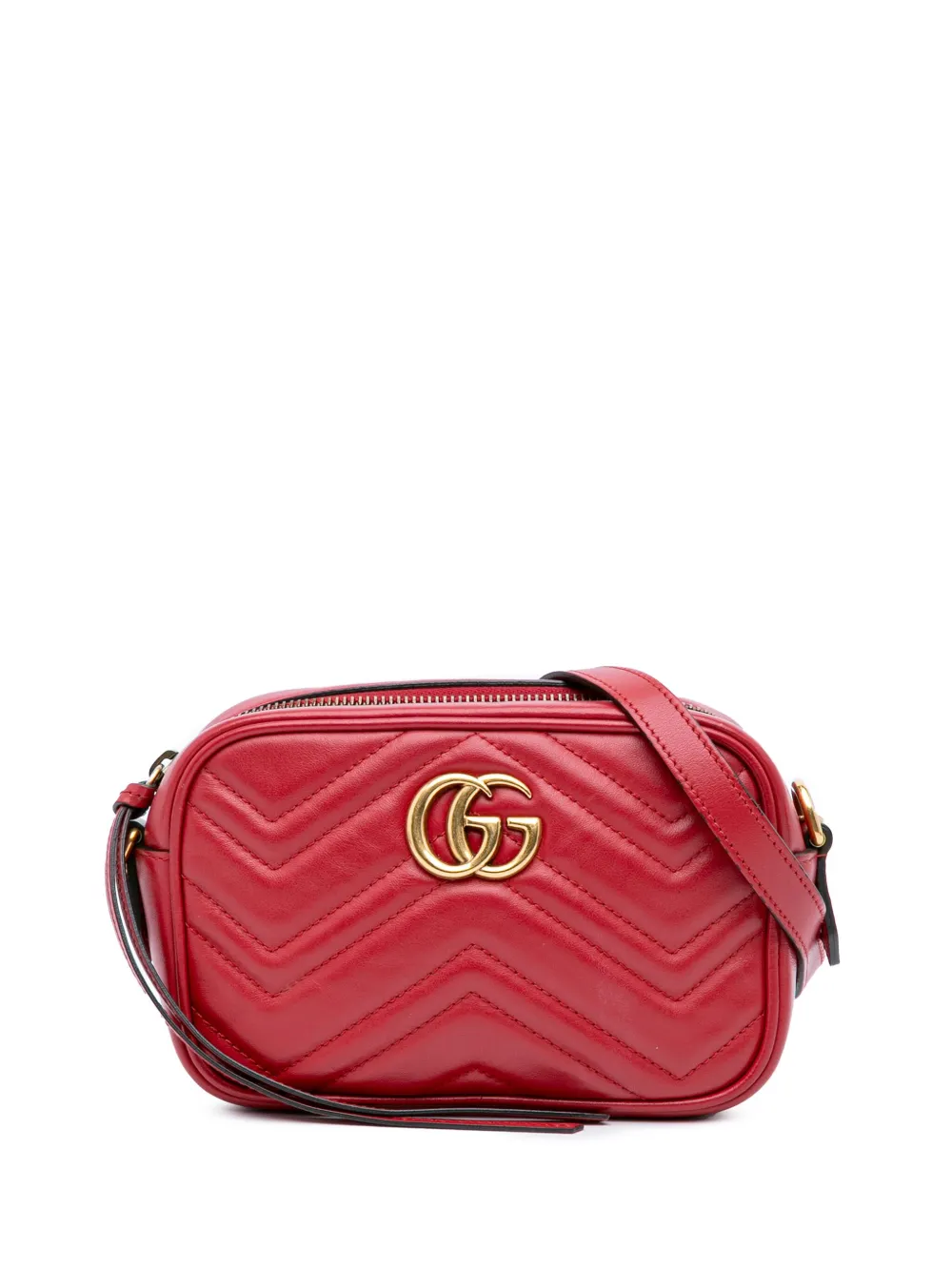 Gucci Pre-Owned 2016-2025 ミニ GGマーモント マテラッセ レザーショルダーバッグ - レッド Gucci Pre-Owned 2016-2025 ミニ GGマーモント マテラッセ レザーショルダーバッグ - レッド
