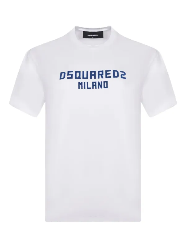 美品☆DSQUARED2 MILANOプリントロゴTシャツ ホワイト DSQUARED2 Milano ロゴ Tシャツ | ホワイト | FARFETCH JP
