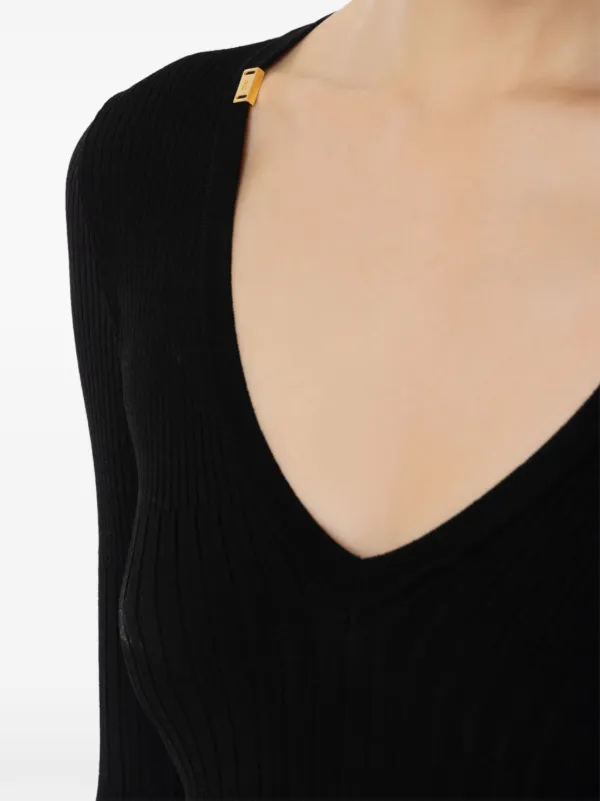 黒いVネックニットセーターElisabetta Franchi